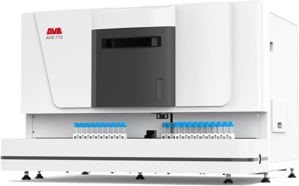 AVE-772 fully automated urine analyzer with sample racks loaded