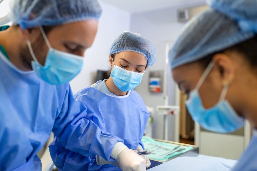 Surgical team in an operating theatre