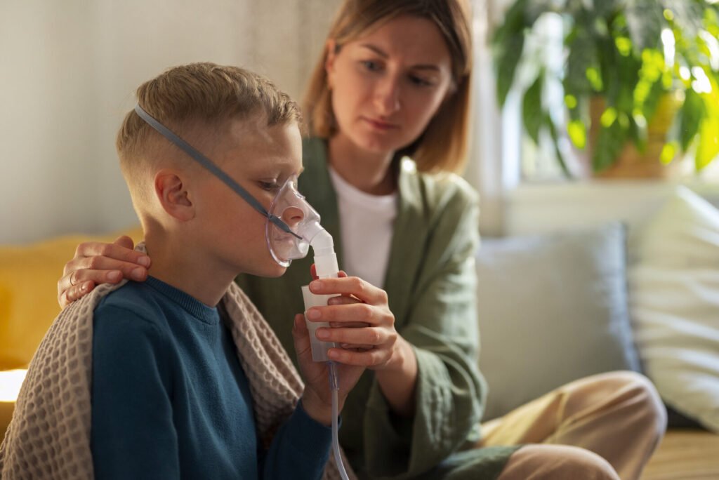 Child using a nebulizer