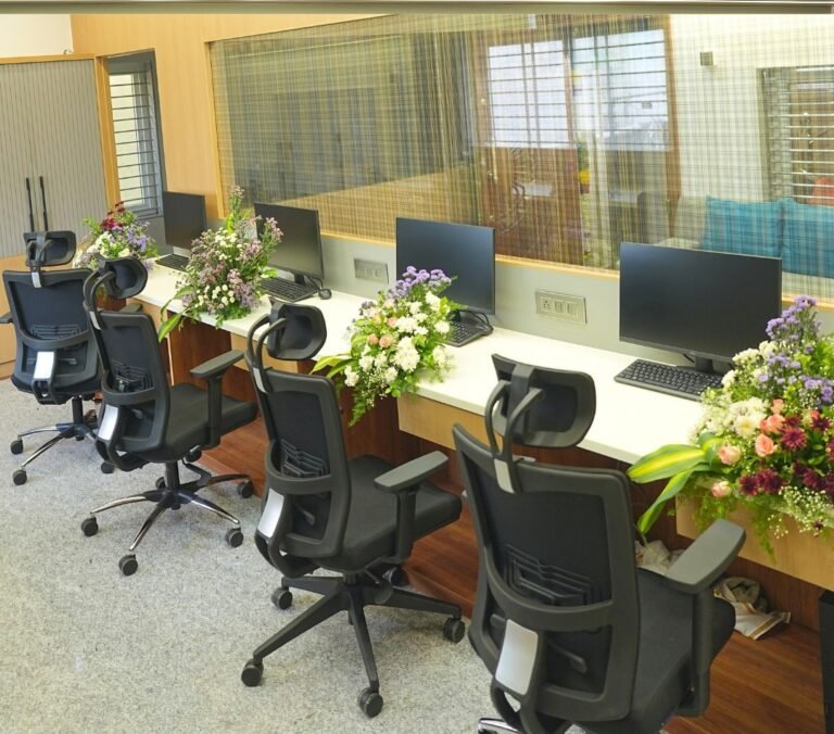 Desks at the Milap International office