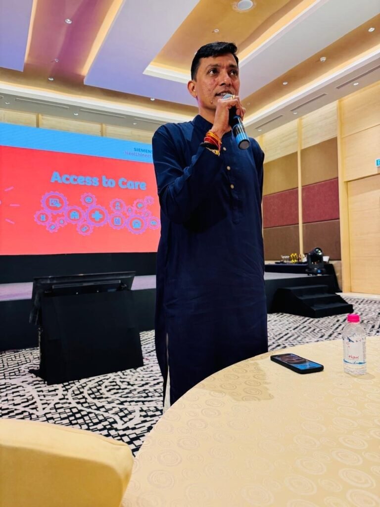 R. Vishnu Lal speaking at a Siemens Healthineers event