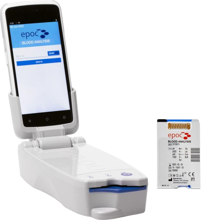Siemens epoc blood analysis system with epoc NXS Host and test card