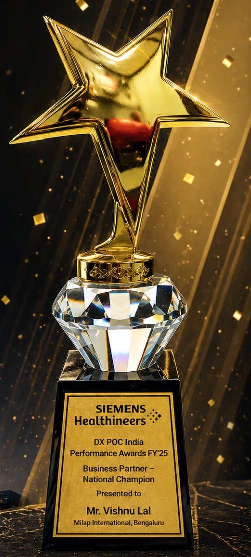 Business Partner: National Champion trophy, DX POC India Performance Awards FY’25. Presented to Mr Vishnu Lal, Milap International, Bengaluru.