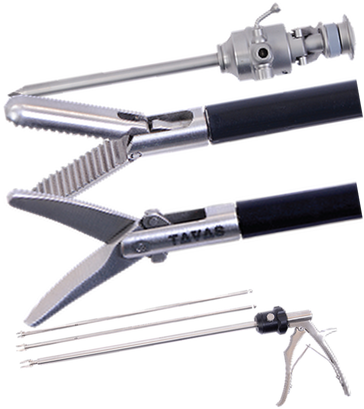 TAVAS laparoscopic hand instruments: trocar, grasper, scissors and needle holder